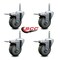Service Caster 4 Inch Gray Polyurethane Swivel 58 Inch Threaded Stem Caster Set with Total Lock Brake SCC-TSTTL20S414-PPUB-58212-4 - alternate 4